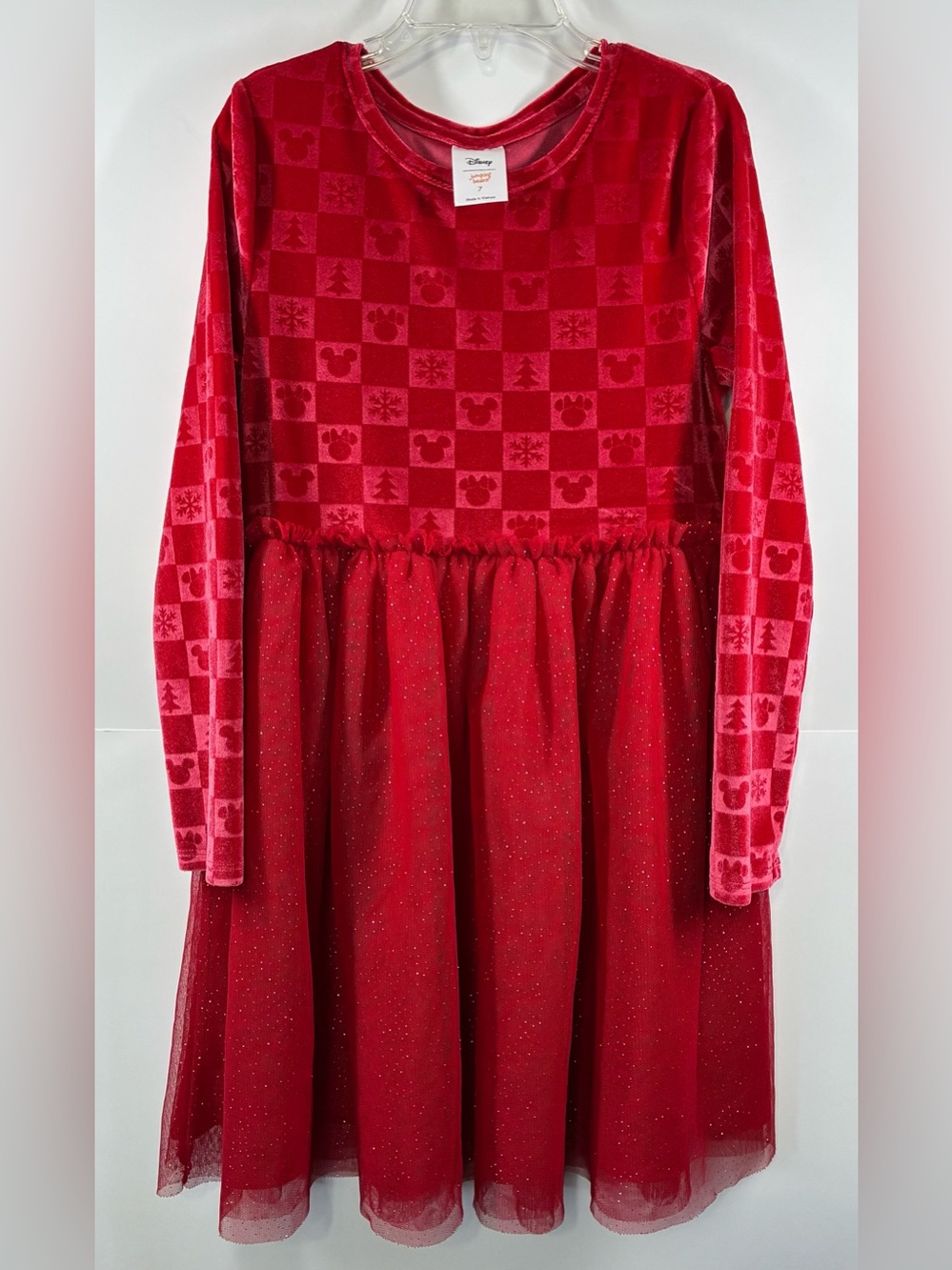 Disney x Jumping Beans Girls Size 7 Red Velvet Mickey Christmas Holiday Dress